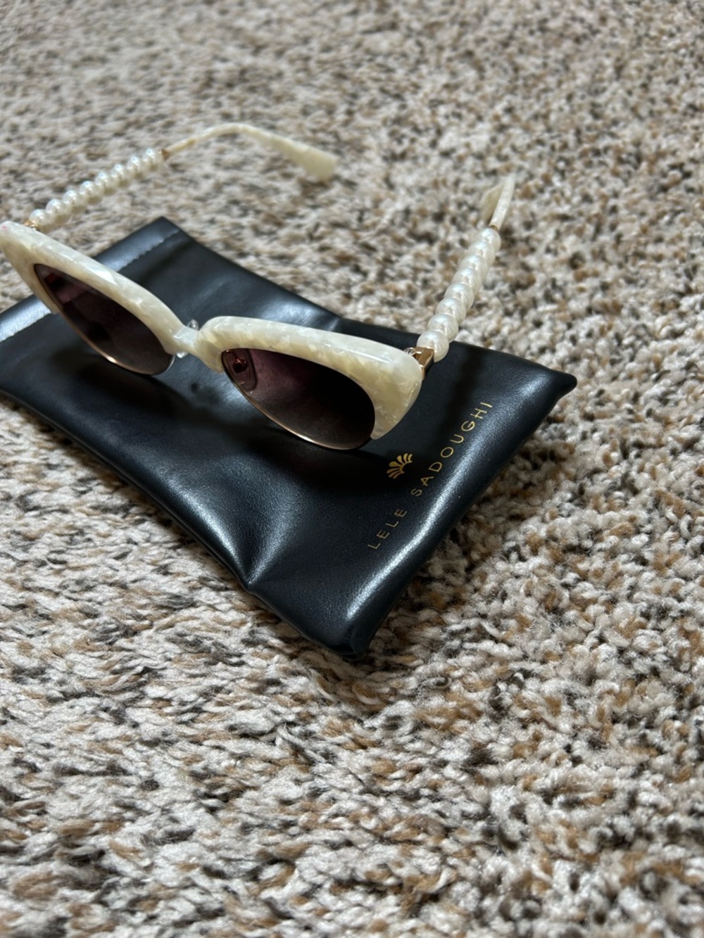 Lele Sadoughi Cat Eye Mother of Pearl Sunglasses